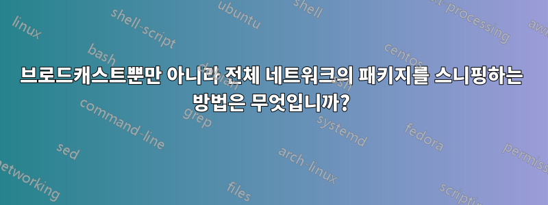 브로드캐스트뿐만 아니라 전체 네트워크의 패키지를 스니핑하는 방법은 무엇입니까?