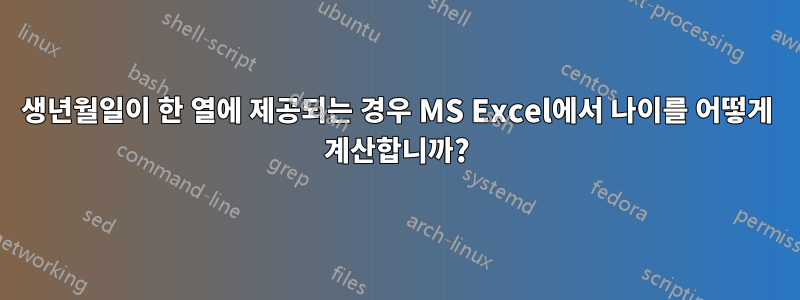 생년월일이 한 열에 제공되는 경우 MS Excel에서 나이를 어떻게 계산합니까?