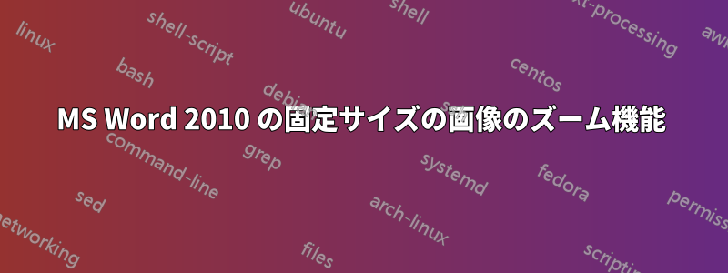 MS Word 2010 の固定サイズの画像のズーム機能