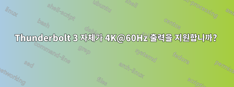 Thunderbolt 3 자체가 4K@60Hz 출력을 지원합니까?