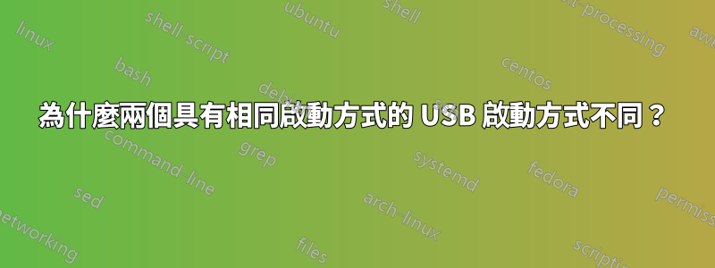 為什麼兩個具有相同啟動方式的 USB 啟動方式不同？