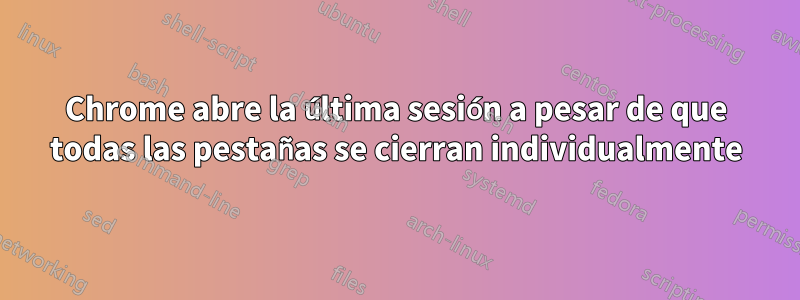 Chrome abre la última sesión a pesar de que todas las pestañas se cierran individualmente