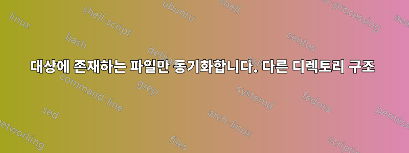대상에 존재하는 파일만 동기화합니다. 다른 디렉토리 구조