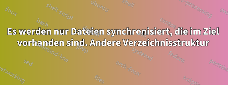 Es werden nur Dateien synchronisiert, die im Ziel vorhanden sind. Andere Verzeichnisstruktur
