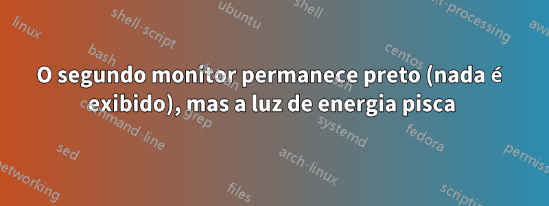 O segundo monitor permanece preto (nada é exibido), mas a luz de energia pisca