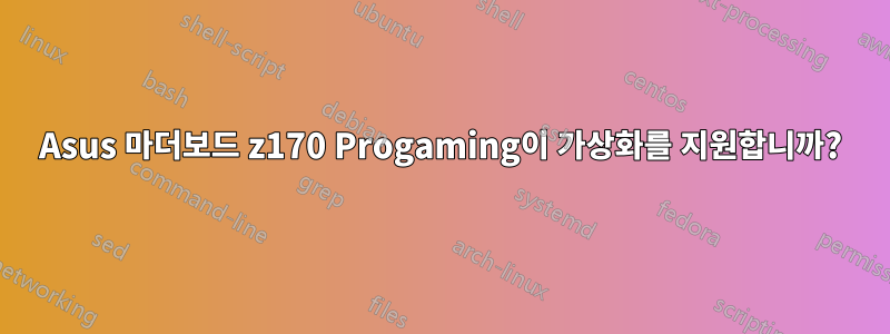 Asus 마더보드 z170 Progaming이 가상화를 지원합니까?