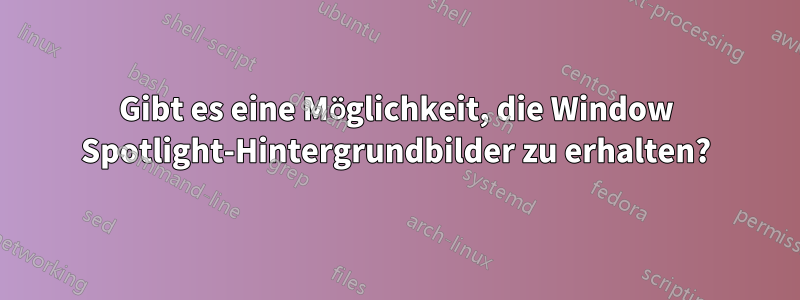Gibt es eine Möglichkeit, die Window Spotlight-Hintergrundbilder zu erhalten?