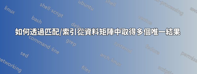 如何透過匹配/索引從資料矩陣中取得多個唯一結果