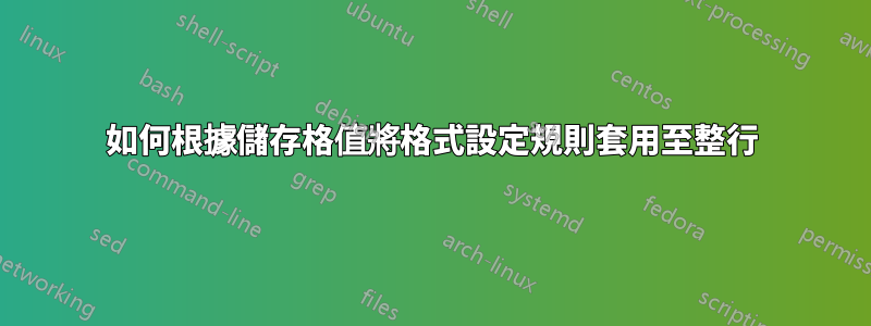 如何根據儲存格值將格式設定規則套用至整行