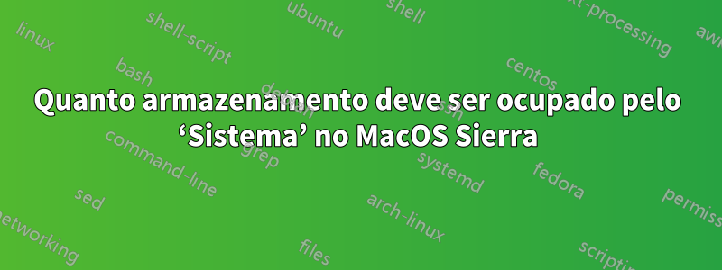 Quanto armazenamento deve ser ocupado pelo ‘Sistema’ no MacOS Sierra