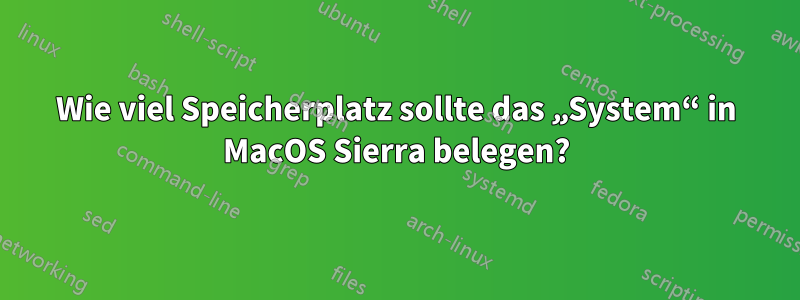 Wie viel Speicherplatz sollte das „System“ in MacOS Sierra belegen?