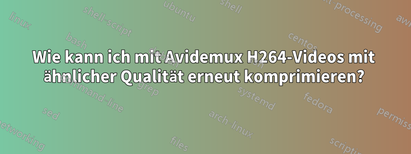 Wie kann ich mit Avidemux H264-Videos mit ähnlicher Qualität erneut komprimieren?