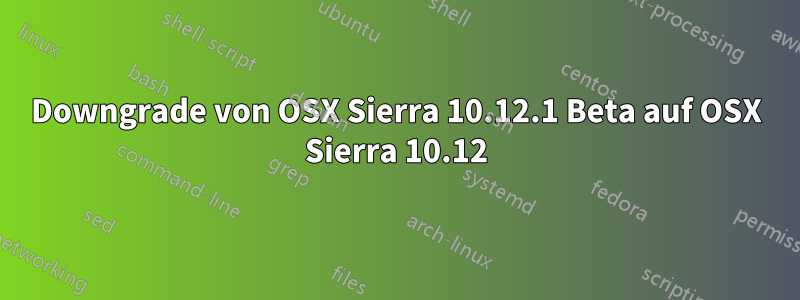 Downgrade von OSX Sierra 10.12.1 Beta auf OSX Sierra 10.12