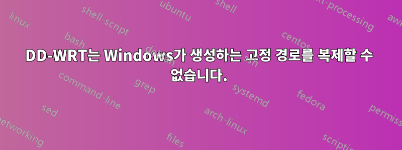 DD-WRT는 Windows가 생성하는 고정 경로를 복제할 수 없습니다.