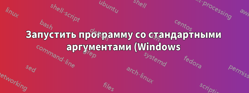Запустить программу со стандартными аргументами (Windows)