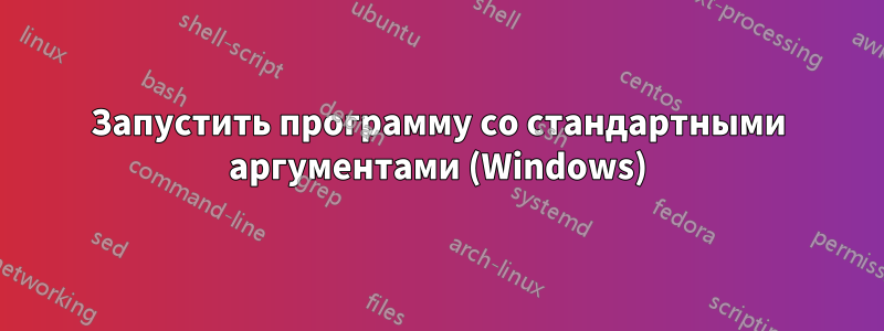 Запустить программу со стандартными аргументами (Windows)