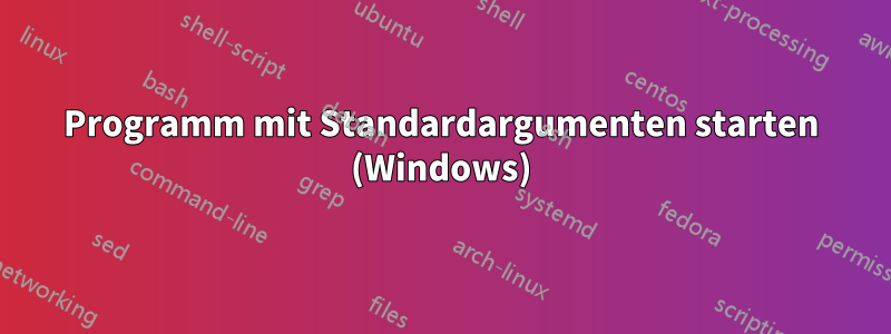 Programm mit Standardargumenten starten (Windows)