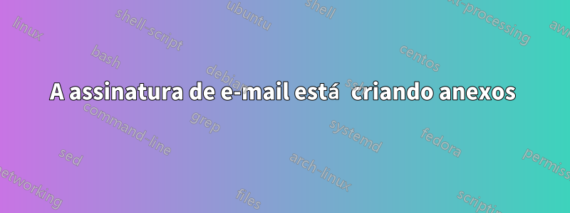 A assinatura de e-mail está criando anexos