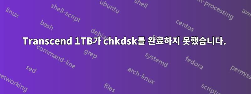 Transcend 1TB가 chkdsk를 완료하지 못했습니다.