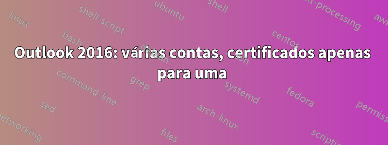 Outlook 2016: várias contas, certificados apenas para uma