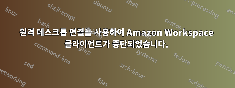 원격 데스크톱 연결을 사용하여 Amazon Workspace 클라이언트가 중단되었습니다.