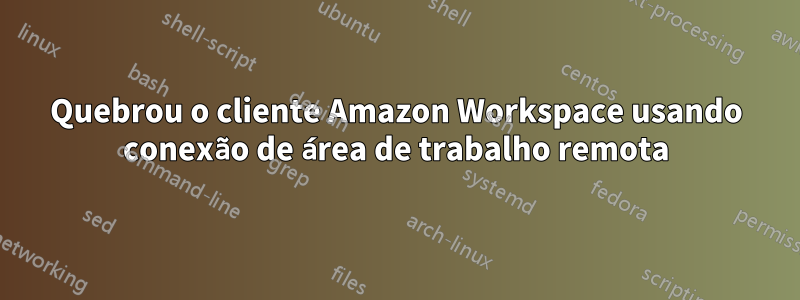 Quebrou o cliente Amazon Workspace usando conexão de área de trabalho remota