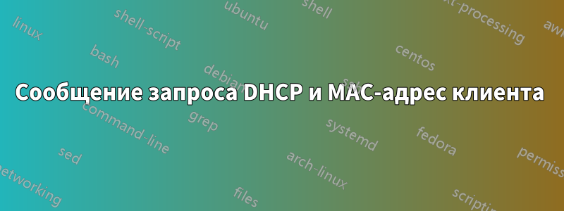 Сообщение запроса DHCP и MAC-адрес клиента