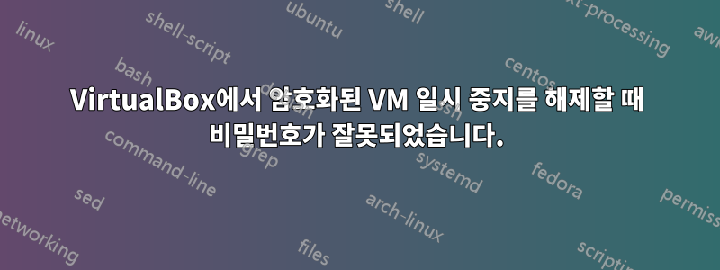 VirtualBox에서 암호화된 VM 일시 중지를 해제할 때 비밀번호가 잘못되었습니다.