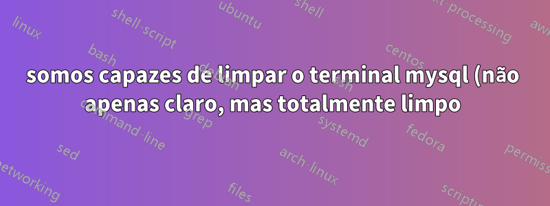 somos capazes de limpar o terminal mysql (não apenas claro, mas totalmente limpo)?