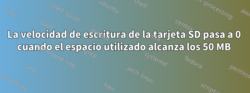 La velocidad de escritura de la tarjeta SD pasa a 0 cuando el espacio utilizado alcanza los 50 MB