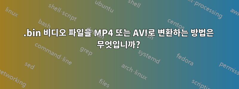 .bin 비디오 파일을 MP4 또는 AVI로 변환하는 방법은 무엇입니까?