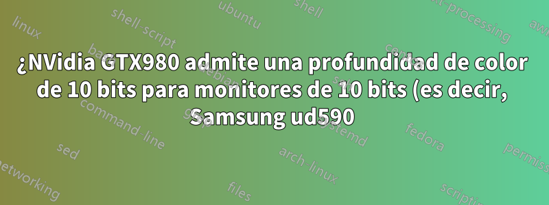 ¿NVidia GTX980 admite una profundidad de color de 10 bits para monitores de 10 bits (es decir, Samsung ud590)?