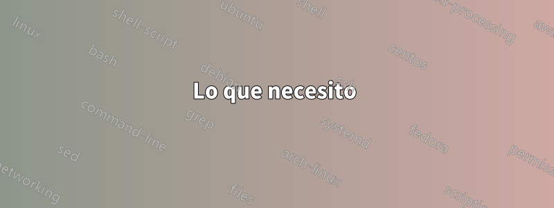 Lo que necesito