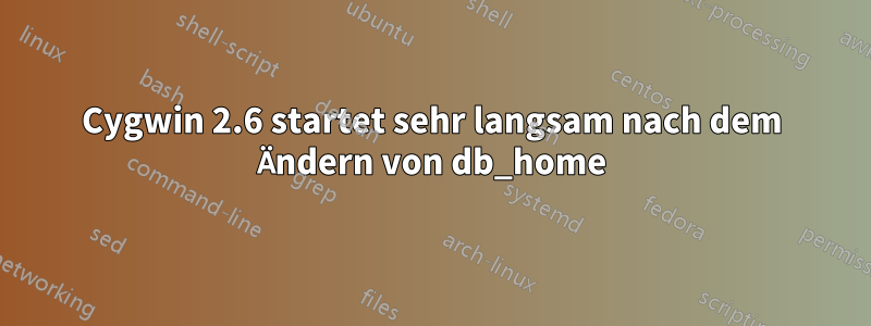 Cygwin 2.6 startet sehr langsam nach dem Ändern von db_home