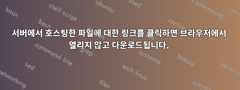 서버에서 호스팅한 파일에 대한 링크를 클릭하면 브라우저에서 열리지 않고 다운로드됩니다.