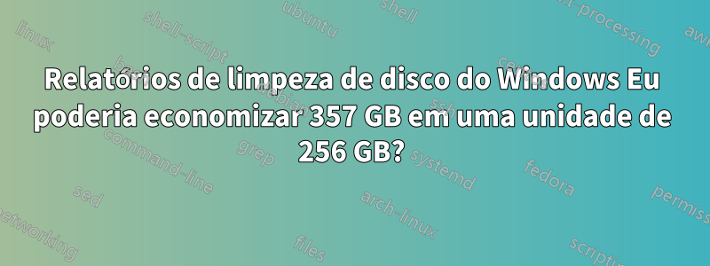 Relatórios de limpeza de disco do Windows Eu poderia economizar 357 GB em uma unidade de 256 GB?