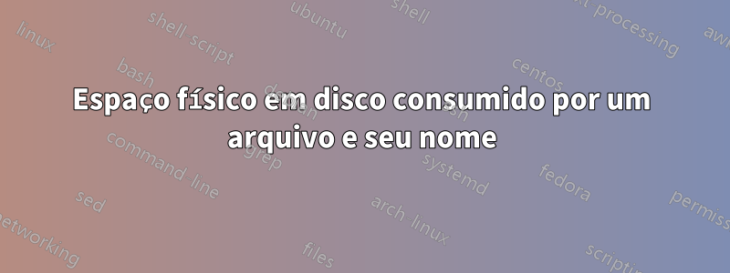 Espaço físico em disco consumido por um arquivo e seu nome