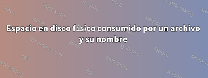 Espacio en disco físico consumido por un archivo y su nombre