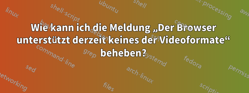 Wie kann ich die Meldung „Der Browser unterstützt derzeit keines der Videoformate“ beheben?