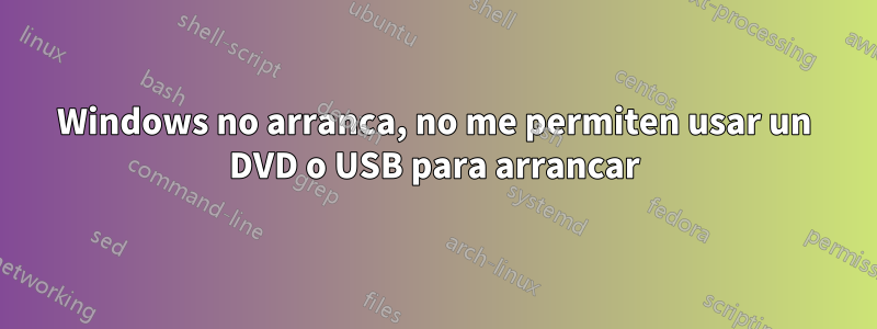 Windows no arranca, no me permiten usar un DVD o USB para arrancar