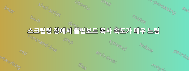 스크립팅 창에서 클립보드 복사 속도가 매우 느림