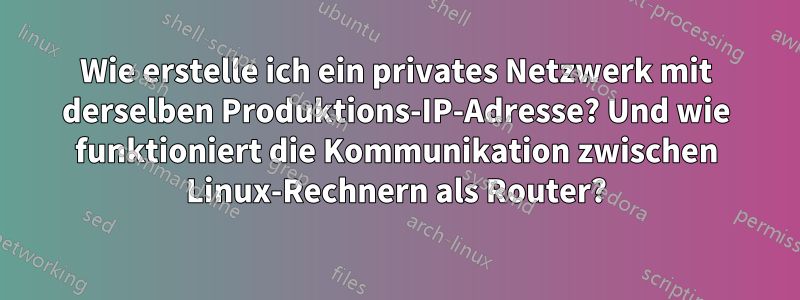 Wie erstelle ich ein privates Netzwerk mit derselben Produktions-IP-Adresse? Und wie funktioniert die Kommunikation zwischen Linux-Rechnern als Router?