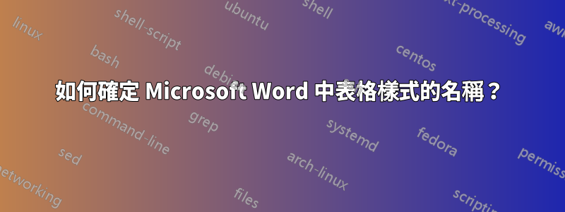 如何確定 Microsoft Word 中表格樣式的名稱？