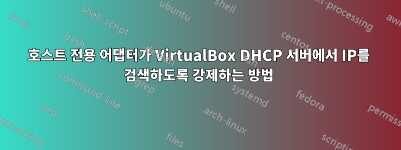 호스트 전용 어댑터가 VirtualBox DHCP 서버에서 IP를 검색하도록 강제하는 방법