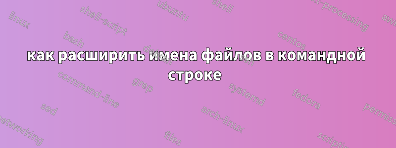 как расширить имена файлов в командной строке 