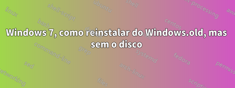 Windows 7, como reinstalar do Windows.old, mas sem o disco