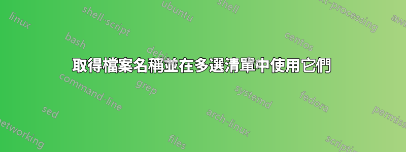 取得檔案名稱並在多選清單中使用它們