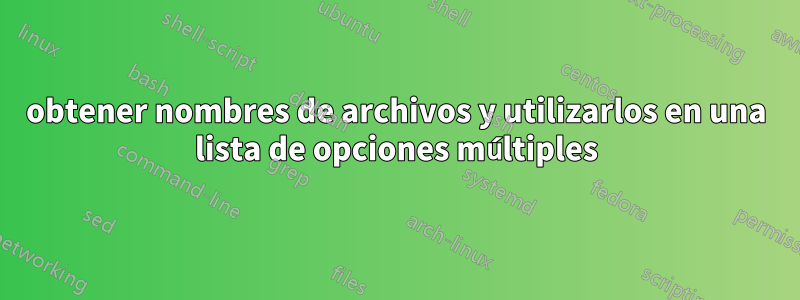 obtener nombres de archivos y utilizarlos en una lista de opciones múltiples