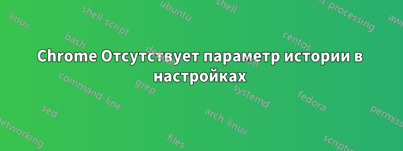 Chrome Отсутствует параметр истории в настройках