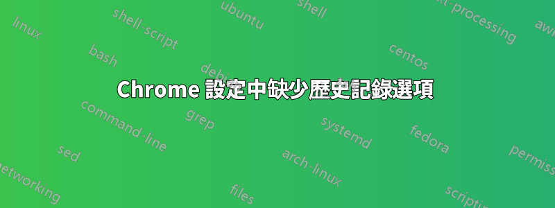 Chrome 設定中缺少歷史記錄選項